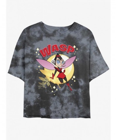 Cheap Sale Marvel Ant-Man Retro Wasp Tie-Dye Girls Crop T-Shirt $14.16 T-Shirts