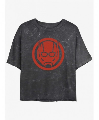 Festival Price Marvel Ant-Man and the Wasp: Quantumania Antman Sigil Mineral Wash Girls Crop T-Shirt $8.67 T-Shirts
