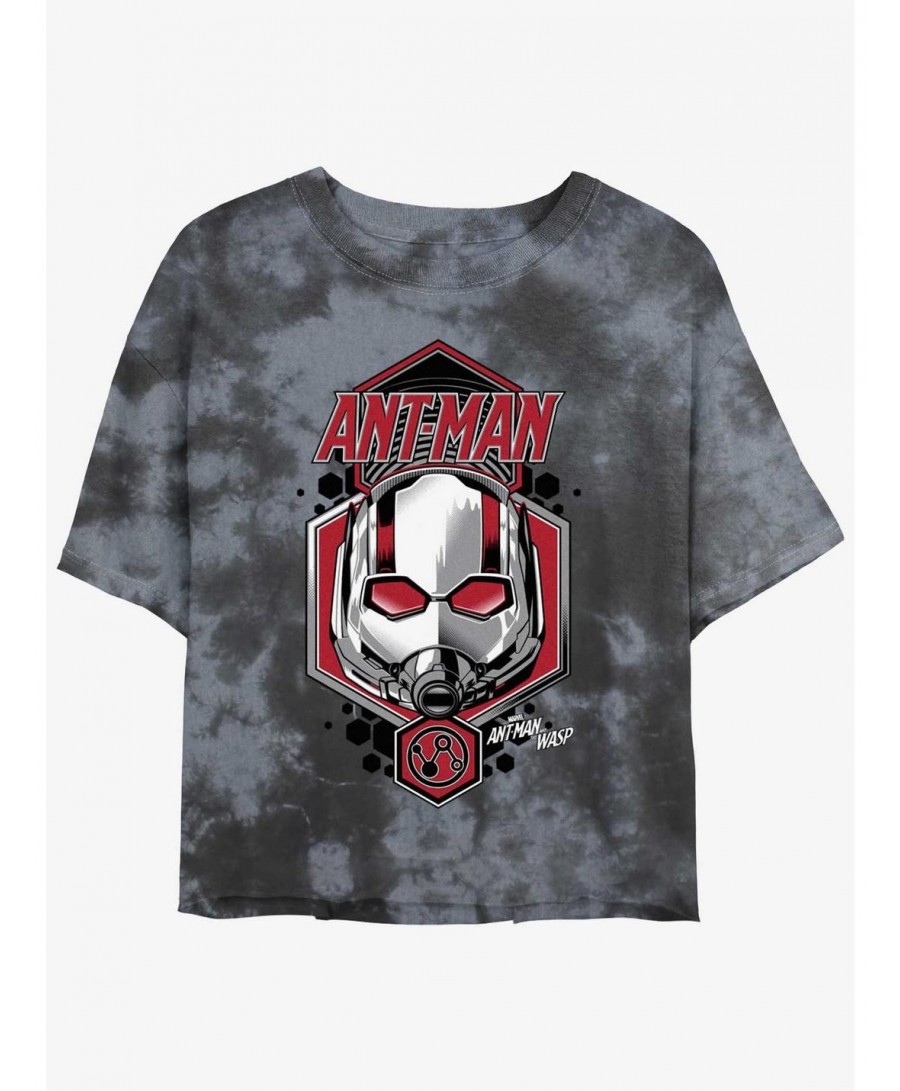 High Quality Marvel Ant-Man and the Wasp: Quantumania Ant-Man Shield Tie-Dye Girls Crop T-Shirt $14.45 T-Shirts