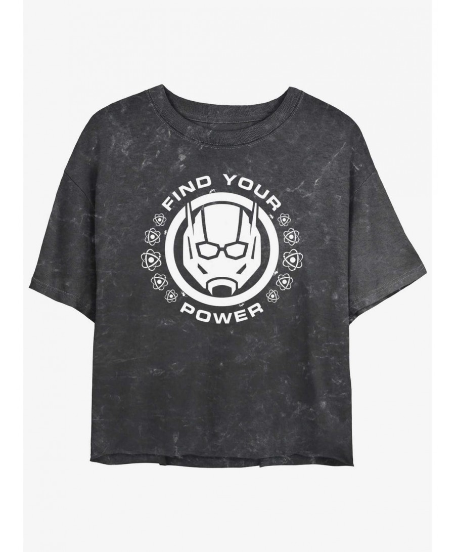 Clearance Marvel Ant-Man and the Wasp: Quantumania Find Your Power Badge Mineral Wash Girls Crop T-Shirt $13.87 T-Shirts