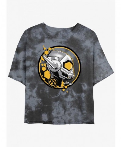 Huge Discount Marvel Ant-Man and the Wasp: Quantumania Wasp Stamp Tie-Dye Girls Crop T-Shirt $13.58 T-Shirts