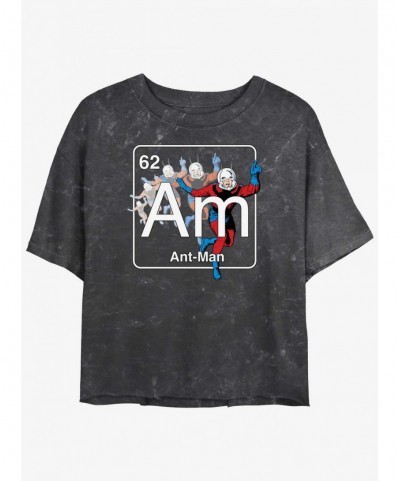 Best Deal Marvel Ant-Man Periodic Element Ant-Man Mineral Wash Girls Crop T-Shirt $9.25 T-Shirts
