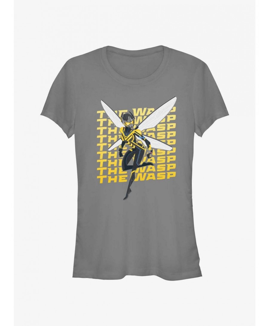 Festival Price Marvel Ant-Man and the Wasp: Quantumania Wasp Action Pose Girls T-Shirt $11.70 T-Shirts