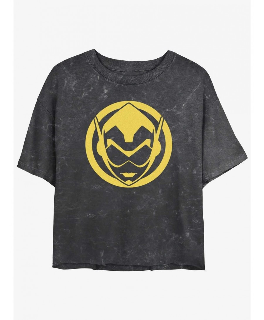 Hot Selling Marvel Ant-Man and the Wasp: Quantumania Wasp Sigil Mineral Wash Girls Crop T-Shirt $10.12 T-Shirts