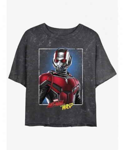 Clearance Marvel Ant-Man and the Wasp: Quantumania Antman Portrait Mineral Wash Girls Crop T-Shirt $14.16 T-Shirts
