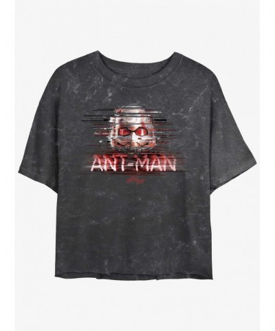 High Quality Marvel Ant-Man and the Wasp: Quantumania Ant-Man Glitch Mineral Wash Girls Crop T-Shirt $10.69 T-Shirts